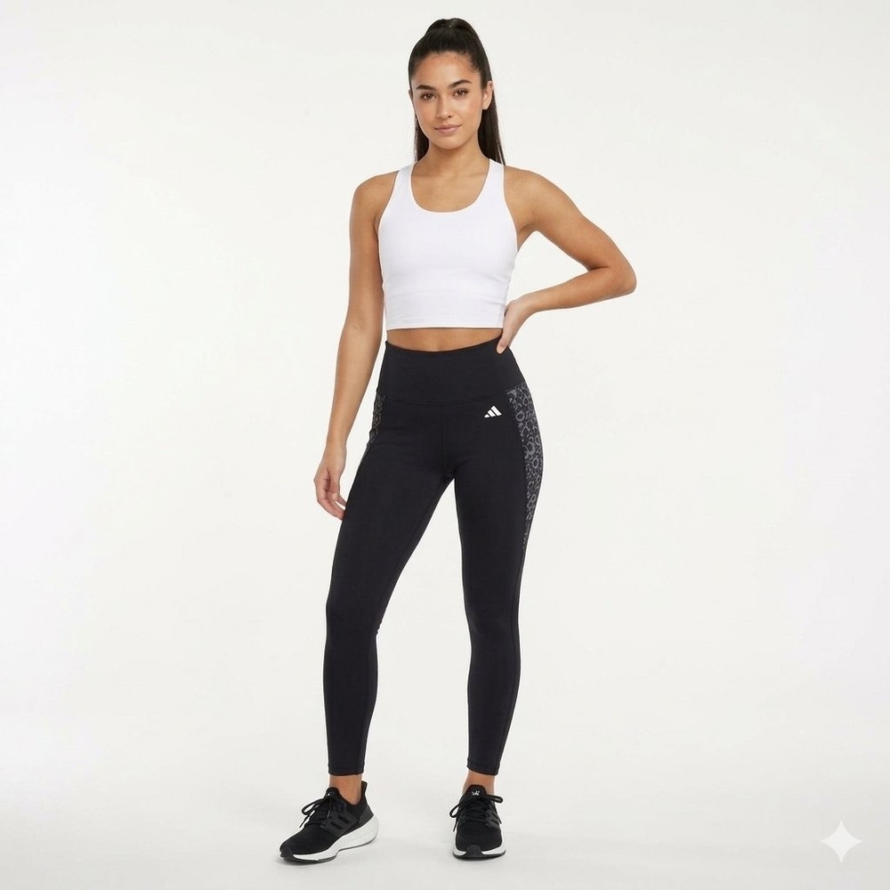 NWT Adidas Aeroready Training Tights Black Floral Print 7/8 Leggings Women M NEW
